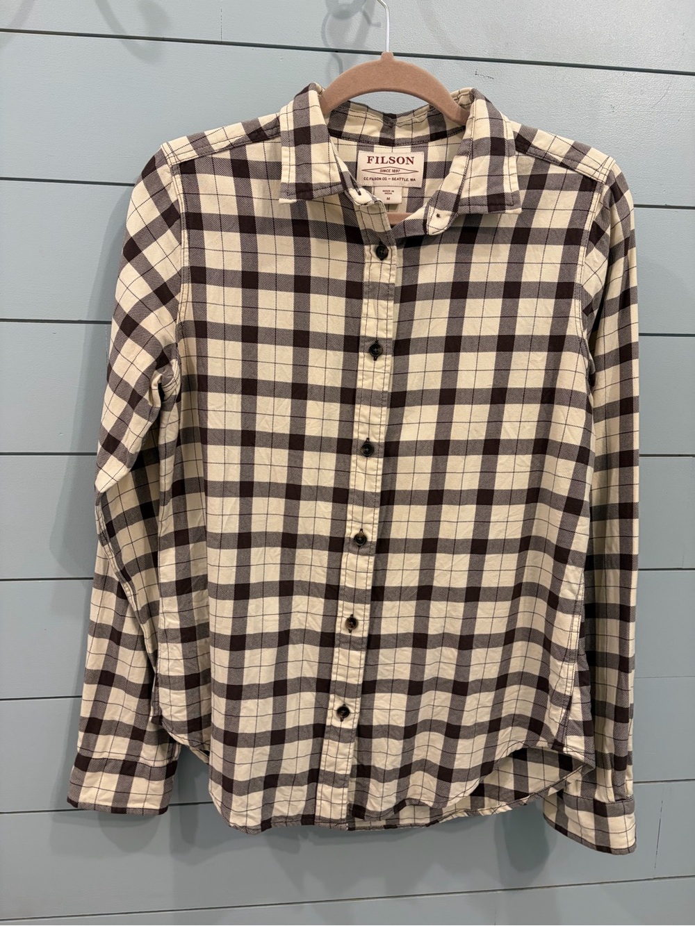 Filson Women’s Cream & Brown Plaid Button-Down Shirt